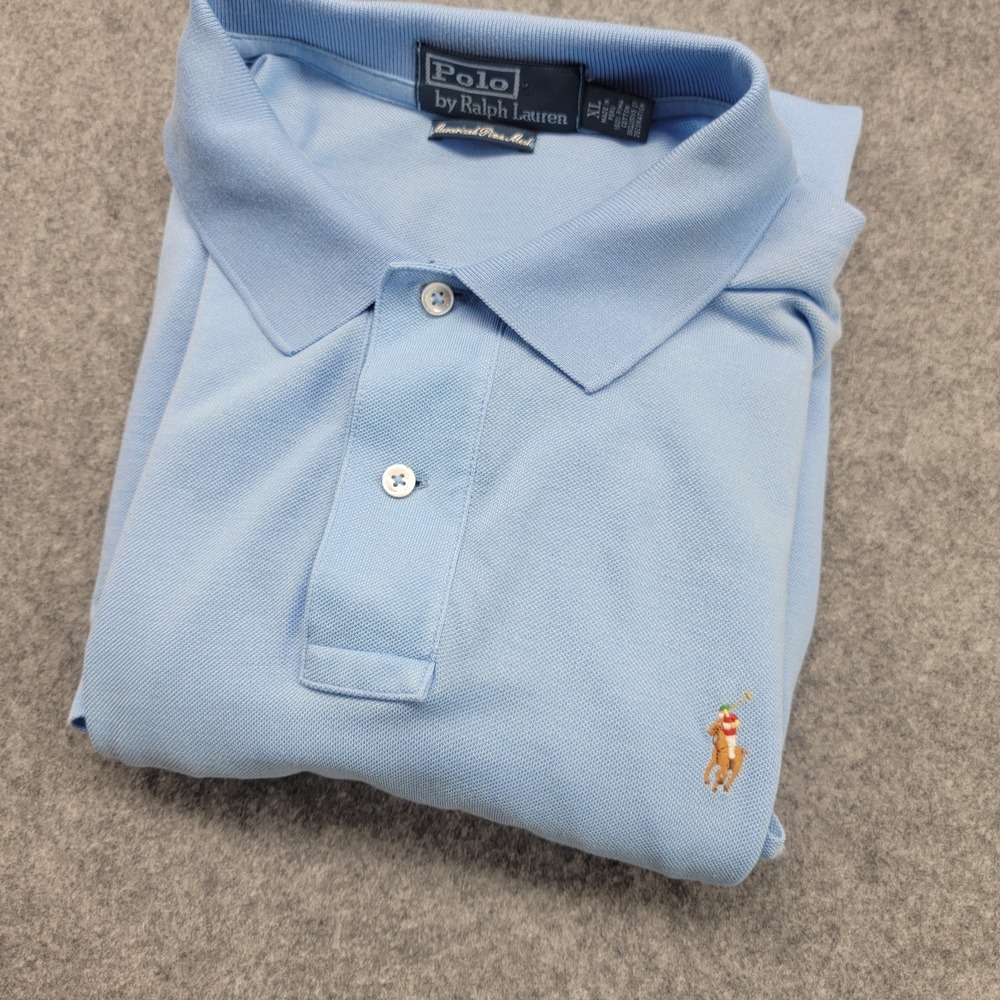 POLO RALPH LAUREN Classic Fit Polo Baby Blue 100% Cotton Flesh Pony Size XL